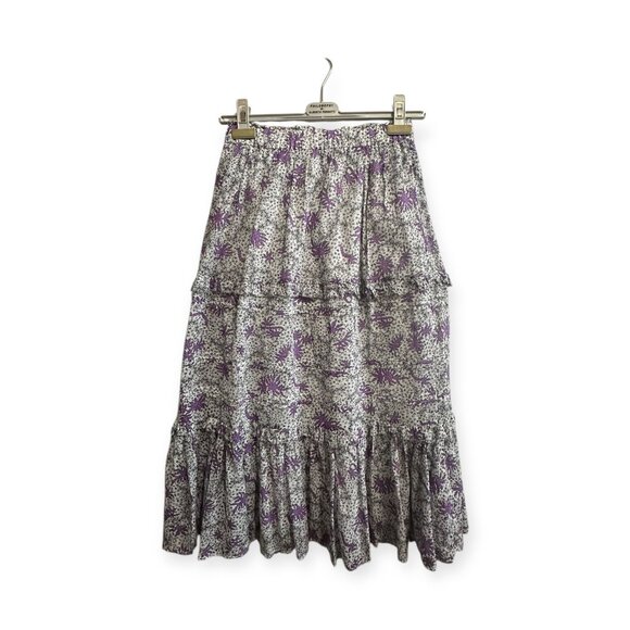 Isabel Marant Étoile Diya Skirt Ecru Lilac FR34 XS NWT $455 Ruffle Tiered - Picture 3 of 15